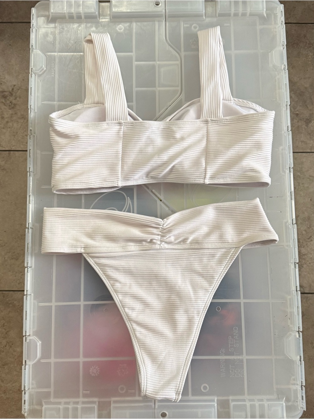 White Ribbed Two-Piece Bikini Set - Picture 2 of 2
